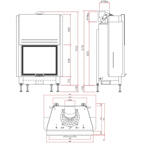 SCHMID Lina W 7363 h Kamineinsatz 14,9 kW Schiebetür wasserführend