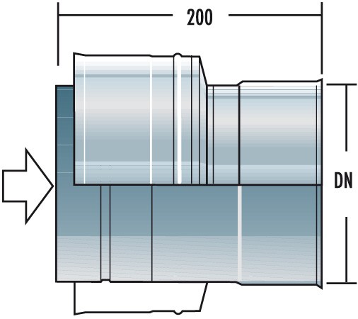 Anschluss von DW auf EW (in Abgasrichtung) - doppelwandig - Raab DW-FU