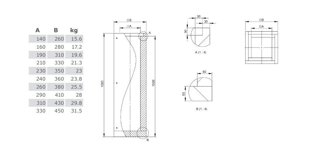 Leichtbauschornstein - Grundelement 1000 mm - Tecnovis TEC-LS-A