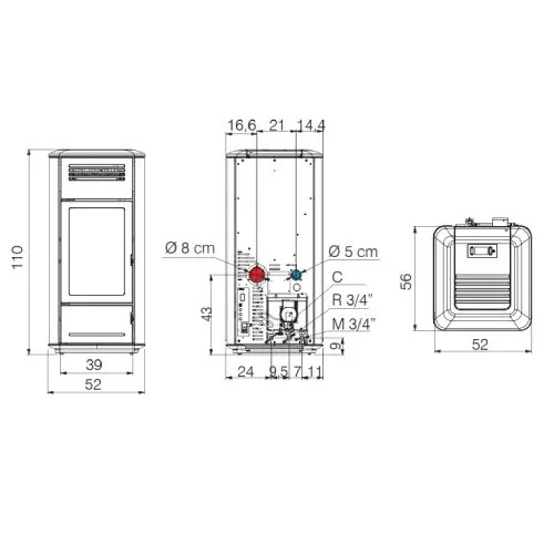 Edilkamin Milla H 15 Evo Pelletofen 14,8 kW wasserführend