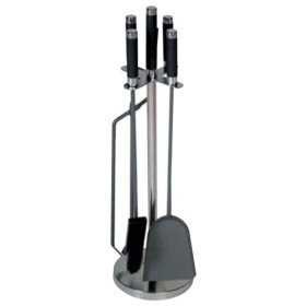Lienbacher - Kaminbesteck 4-teilig, Edelstahl, schwarze Griffe Kaminzubehör