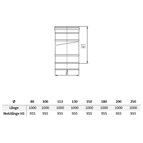 Längenelement 1000 mm - einwandig - Schiedel Metaloterm ME