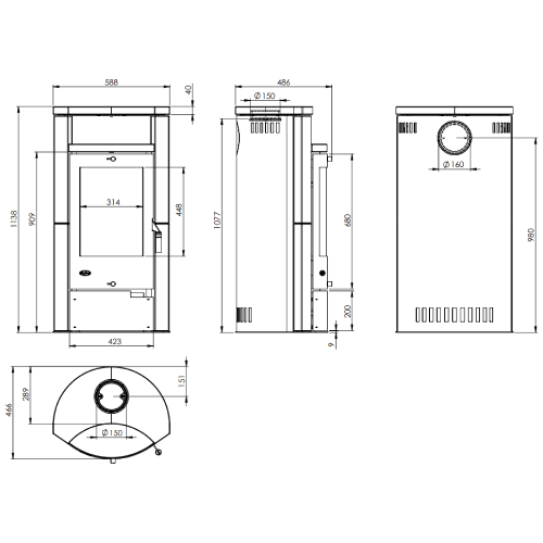 Fireplace Hamburg Kaminofen 8 kW