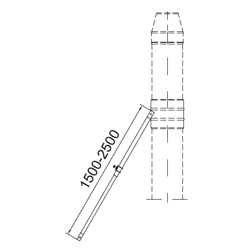 Abspannstange verstellbar 1500-2500 mm inkl. Dachhaken universal - doppelwandig - Reuter-DW-Systeme