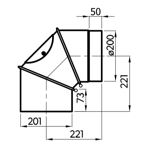 Ofenrohr - Anschluss-Set 200 mm - Kamineinsatz-Kaminbausatz - schwarz - Reuter Ferrum