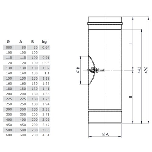 Revisionselement 500 mm - einwandig - Tecnovis TEC-EW-Classic