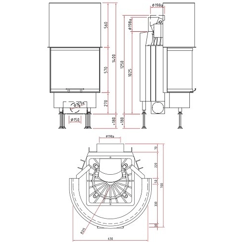 SCHMID Ronda 6057 h Kamineinsatz 9 kW 180° Schiebetür