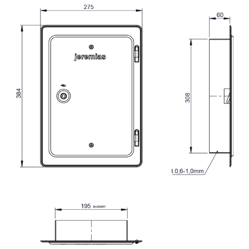 Edelstahlkamintüre 300 x 200 mm mit Schiebestutzen - einwandig - Tecnovis TEC-EW-Classic