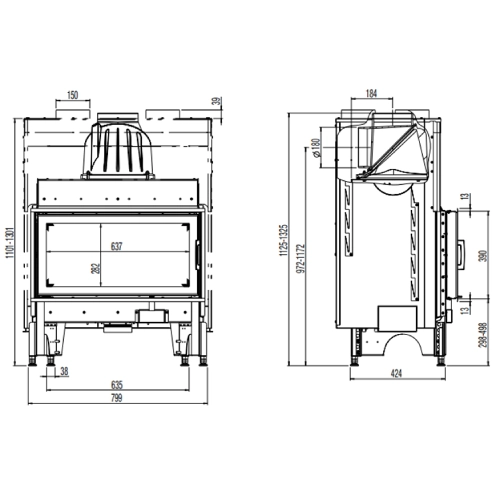 Austroflamm 75K 2.0 Kamineinsatz 10 kW Drehtür