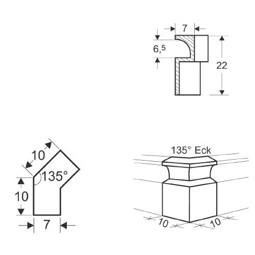 Keramische Luftleiste - Warmluft - Ecke - CB-tec