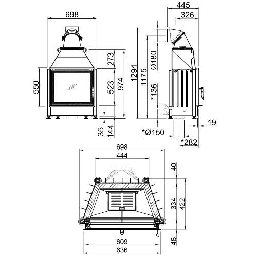 Spartherm Mini S Kamineinsatz 7 kW raumluftunabhängig Drehtür