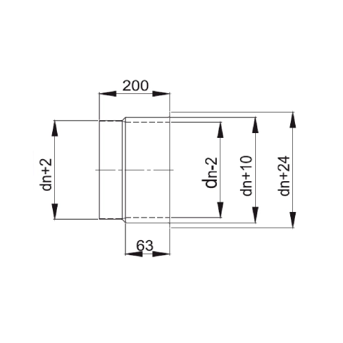 Wandfutter doppelt aus Edelstahl L=200 mm - einwandig - Reuter EW-BLUE