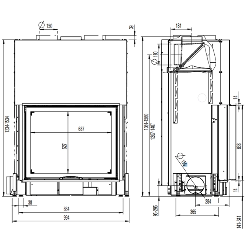 Austroflamm 80x64S 2.0 Kamineinsatz 10 kW Schiebetür