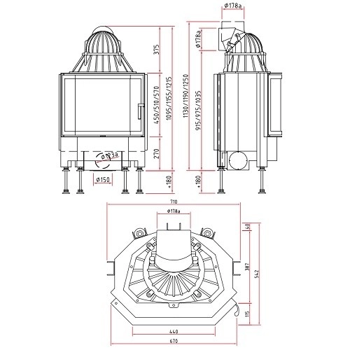 SCHMID Pano 67 s Kamineinsatz 9 kW Drehtür