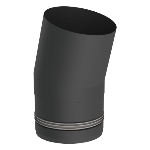 Pelletofenrohr - Winkel 15° starr - schwarz lackiert - Tecnovis TEC-Pellet