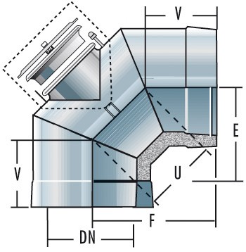 Bogen 90° mit RV - doppelwandig - Raab DW-Alkon