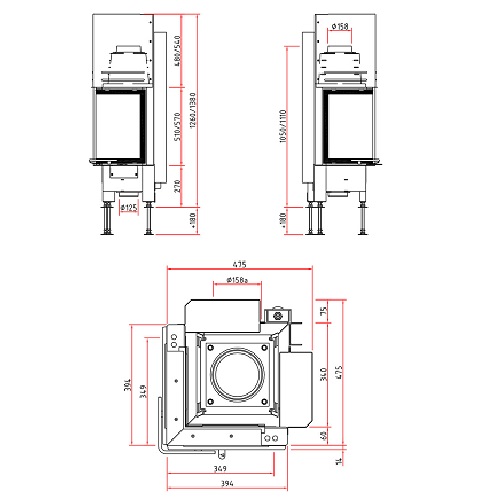 SCHMID Ekko 34(34) h Kamineinsatz 7 kW Schiebetür