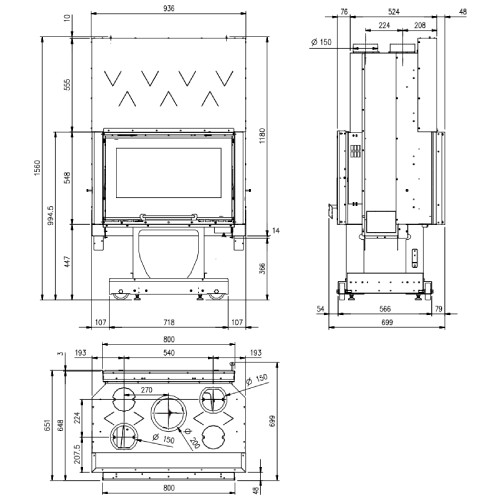 La Nordica Focolare 80 Bifacciale Hybrid Kamineinsatz 10,2 kW
