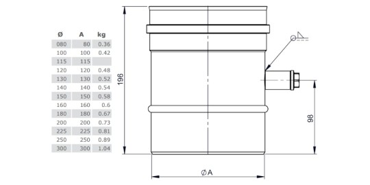 Messelement 200 mm (bis 600 °C) - einwandig - Tecnovis TEC-EW-SILVER