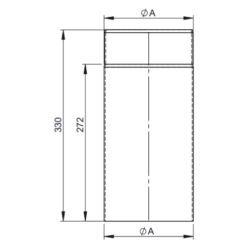 Ofenrohr - Längenelement 330 mm schwarz - Tecnovis TEC-Stahl