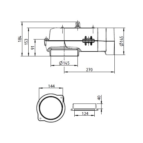 Leda - Waagerechter Guss-Heizgasstutzen Ø 145/145 mm+Heizgasstutzen Ø145 mm Kaminzubehör Leda - Waagerechter Guss-Heizgasstutzen Ø 145/145 mm+Heizgasstutzen Ø145 mm Kaminzubehör