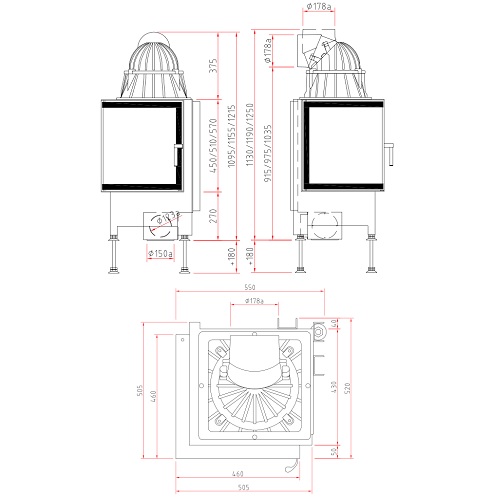 SCHMID Ekko 45(45) s Kamineinsatz 7 kW Drehtür