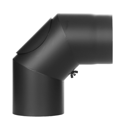 Ofenrohr - Winkel 90° mit Tür schwarz - Tecnovis TEC-Stahl