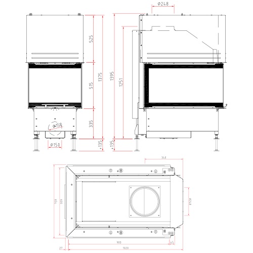 SCHMID Ekko U60(90) h Kamineinsatz 14 kW Schiebetür