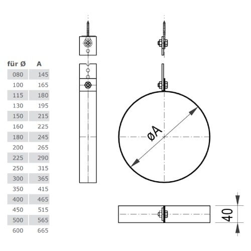 Deckenaufhängung für Lochband für Tecnovis TEC-DW-Classic und TEC-DW-Silver