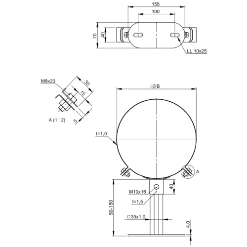 Wandhalter 50 bis 150 mm Design Plus für Tecnovis TEC-DW-Classic und TEC-DW-Silver