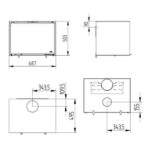 Jydepejsen Zeta Wall Kaminofen 7,4 kW