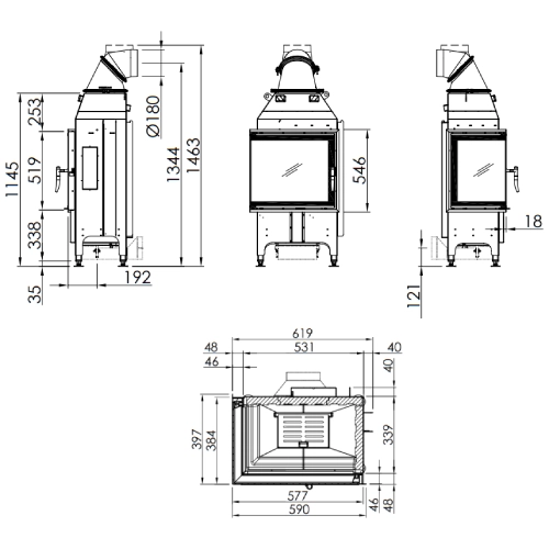 Spartherm Varia 2L-55 Kamineinsatz 7 kW Drehtür