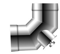 Bogen 87° (90°) mit Quetscheckel maximal 200°C - doppelwandig - Schräder Future DW Bogen 87° (90°) mit Quetscheckel maximal 200°C - doppelwandig - Schräder Future DW
